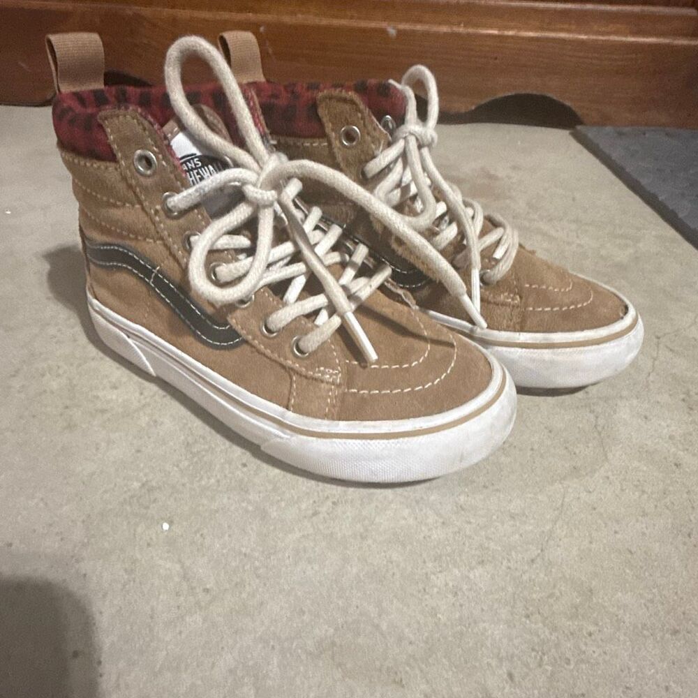Vans Sk8-Hi Plaid Brown/Black Boys Size 12.5 - Picture 2 of 7